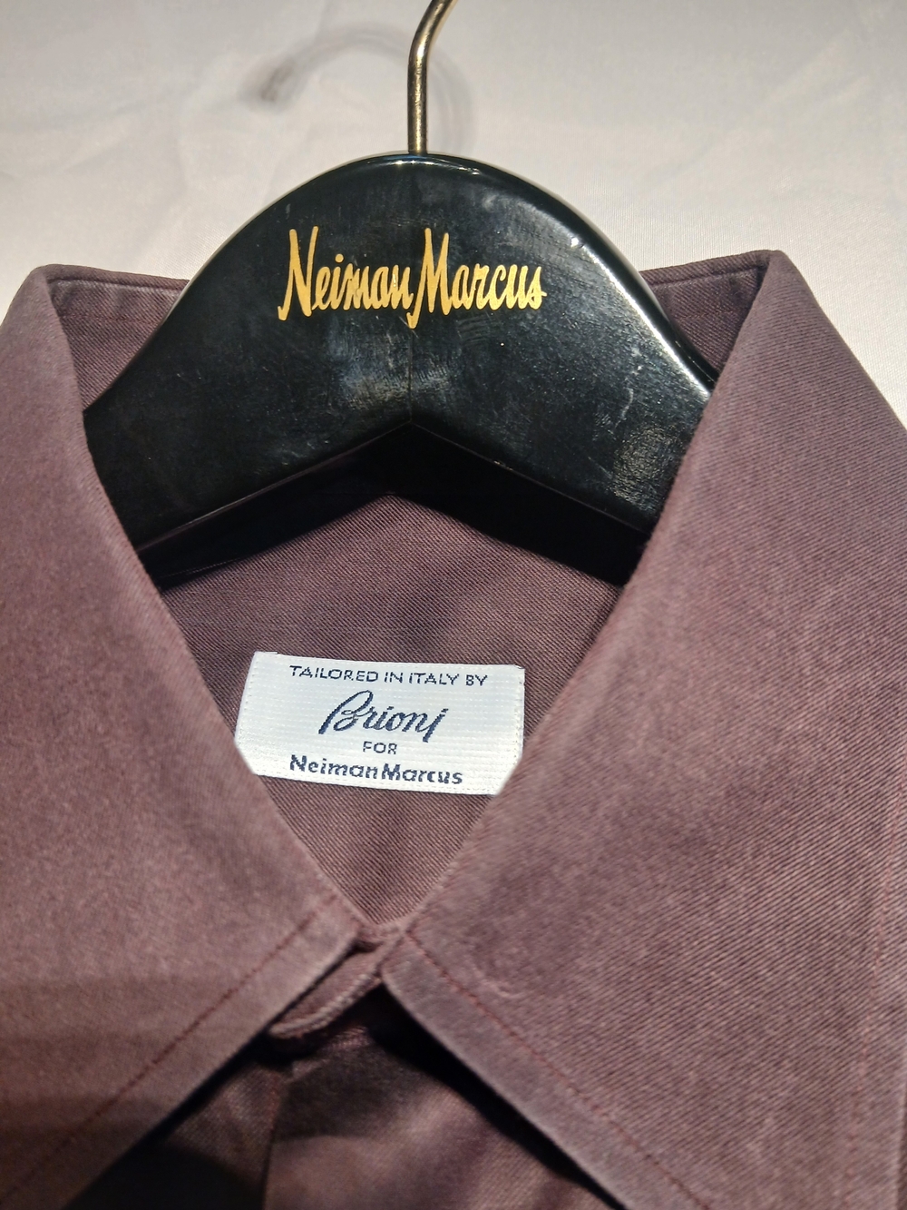 Brioni For Neiman Marcus Men's Maroon Dress Shirt, Size L